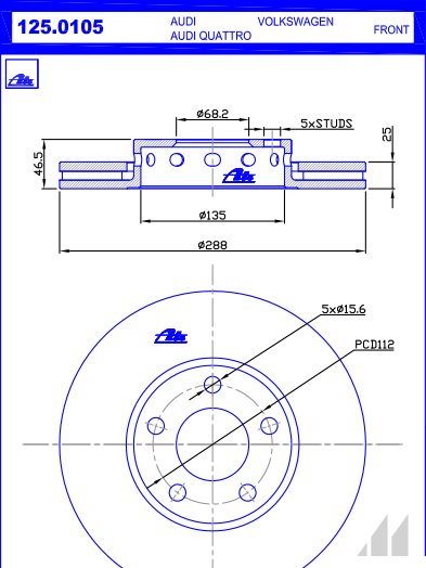 125-0105 Brake Disc 125-0105 – fits Audi A4 and A6