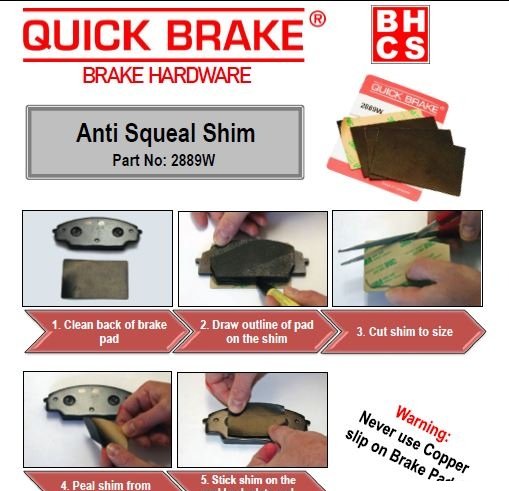 2889W Quick Brake Anti Squeal Shim 2889W