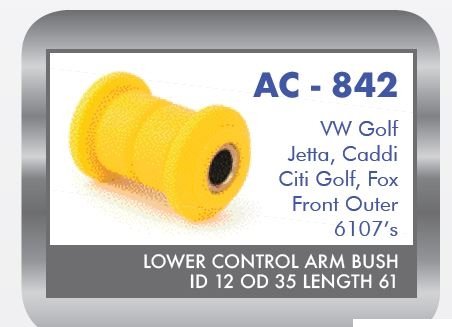 AC842PU Power Trac Lower Outer CNTR Bush AC842PU – fits VW Fox