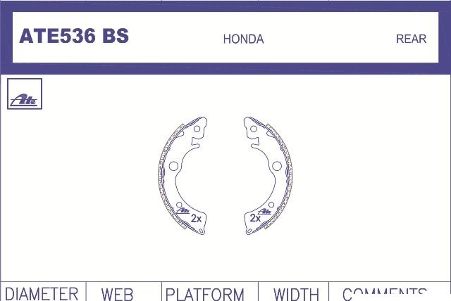 ATE536BS ATE Brake Shoe ATE536BS – fits Honda 130