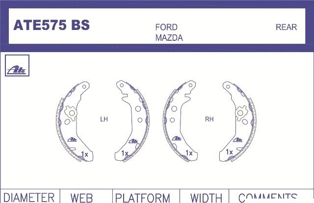 ATE575BS Brake Shoes - BRAKE SHOES