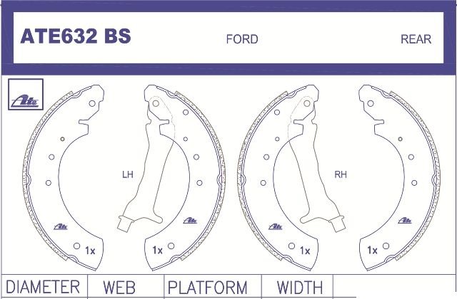 ATE632BS ATE Brake Shoe New ATE632BS – fits Ford Ranger