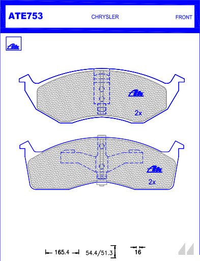 ATE753 Disc Pads Chrysler Neon ATE753