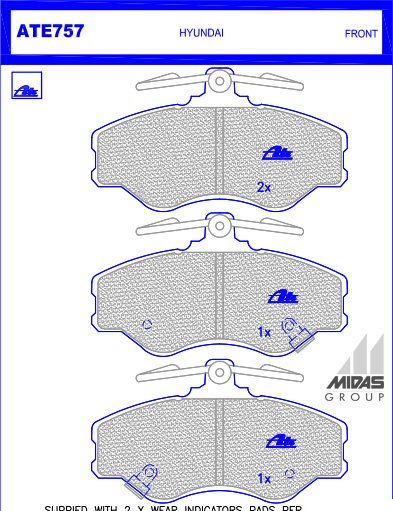 ATE757 Brake Pads ATE757 – fits Hyundai Bakkie and Van