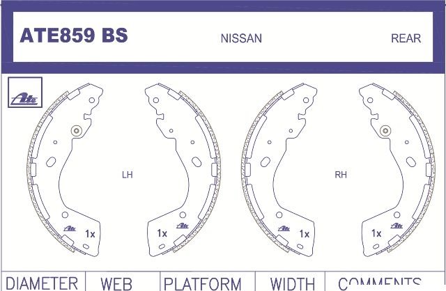 ATE859BS ATE Brake Shoe ATE859BS – fits Ford Ranger