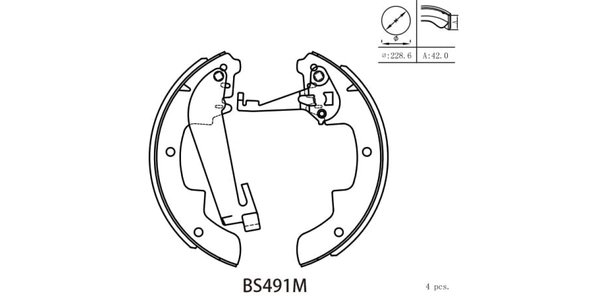 BS491M Motopart Brake Shoe 491 BS491M – fits Toyota Cressida