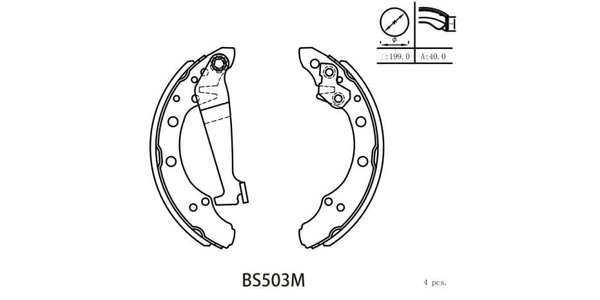 BS503M Motopart Brake Shoe 503 BS503M – fits VW Polo