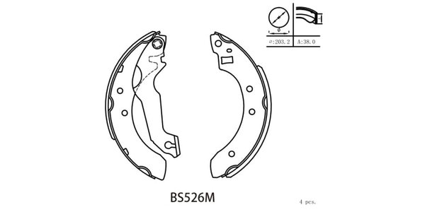 BS523M Motopart Brake Shoe 523 BS523M – fits Opel Kadett