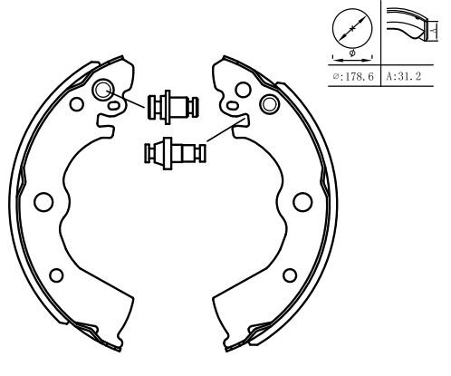 BS551M Motopart Brake Shoe 551 BS551M – fits Nissan Sentra