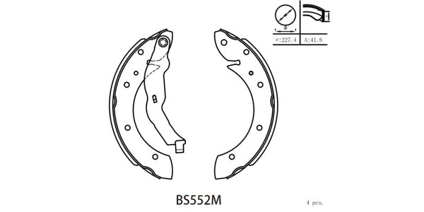 BS552M PIA Brake Shoe 552 BS552M – fits Renault Megane