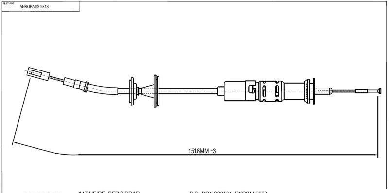 CC92-281S Anropa Clutch Cable Self-Adj CC92-281S – fits VW Polo