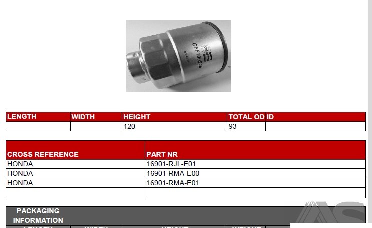 CFF100525 Filters - FUEL FILTER