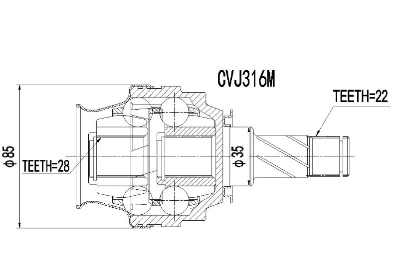 CVJ316M Motopart CV Joint Opel Corsa Inner CVJ316M