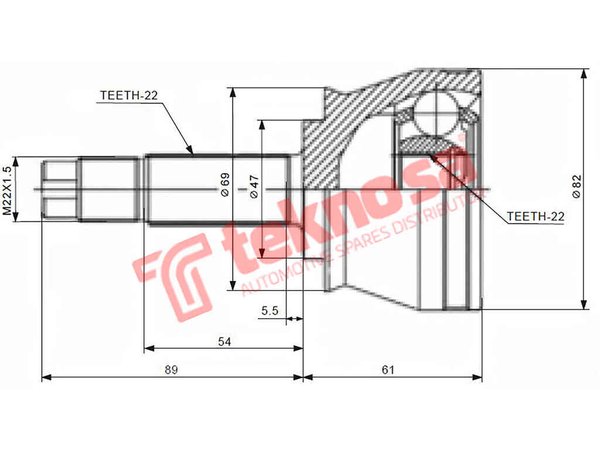FI5730 Teknosa Outer CV Joint FI5730 – fits Fiat Strada