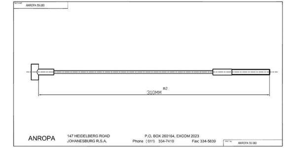 HB55-380 Anropa Handbrake Cable HB55-380 – fits Ford Bantam