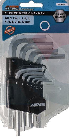 HKS10M Midas Hex Key 10PC M HKS10M