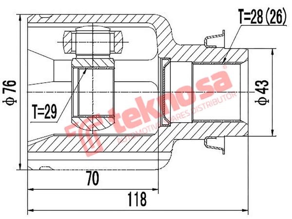 MZ4001 Teknosa Inner CV Joint MZ4001 – fits Mazda 2