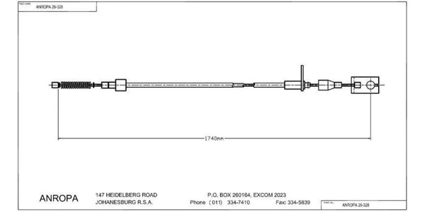 RW26-328 Anropa Rear Wheel Cable RW26-328 – fits Nissan