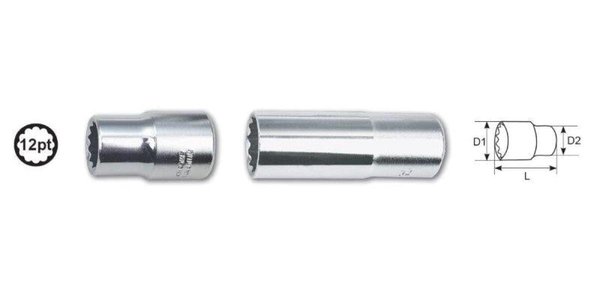 T335580 Ampro 1/2 Drive 30mm 12-Point Deep Socket T335580
